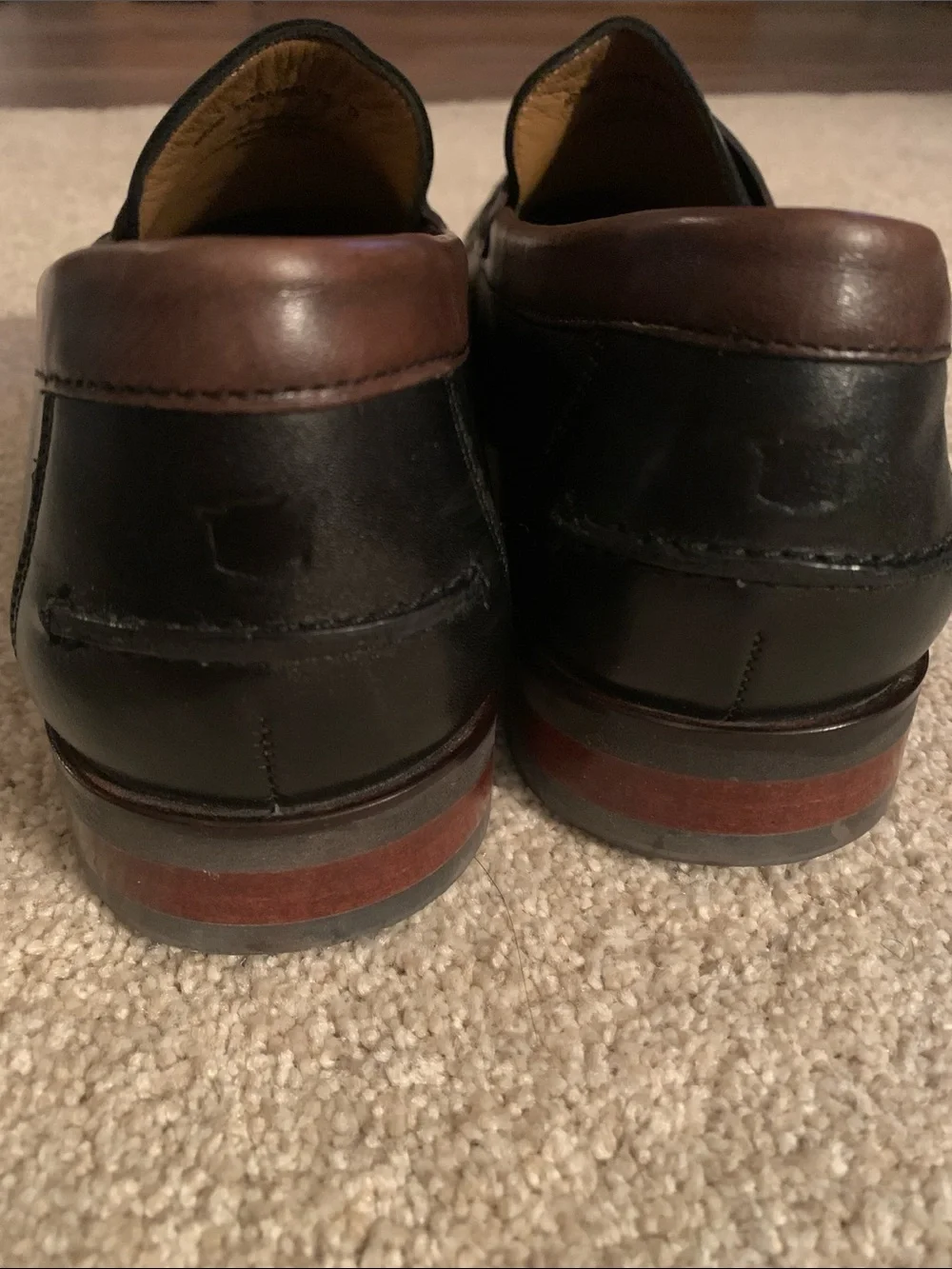 Florsheim Men's Berkley Flex Penny Loafers in black & brown leather. Size 10D